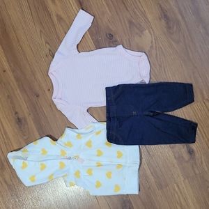 Nwot Carter's 3 Piece Baby Girl Outfit 3M